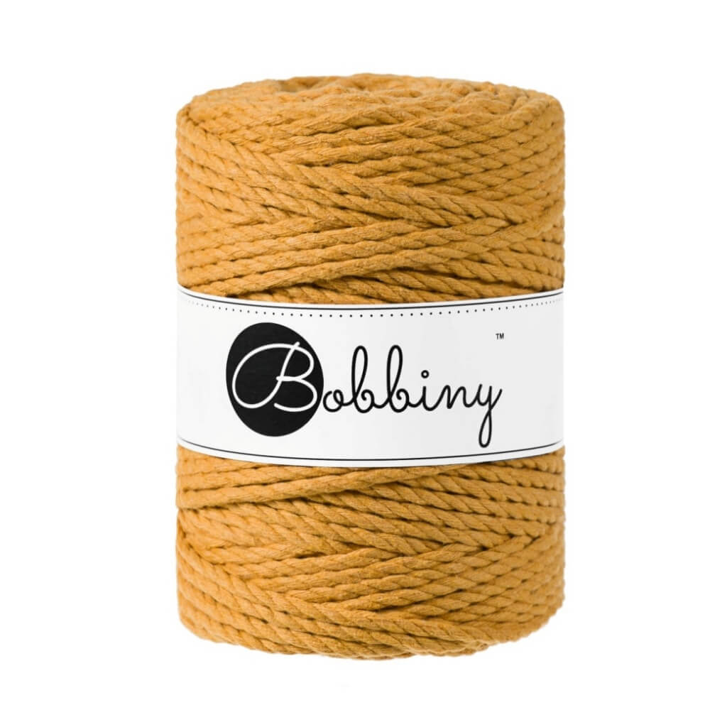 Bobbiny Makramee Garn 5 mm x 100 m gedreht, Farbe Mustard – Baumwolle bei Lieblingsgarn