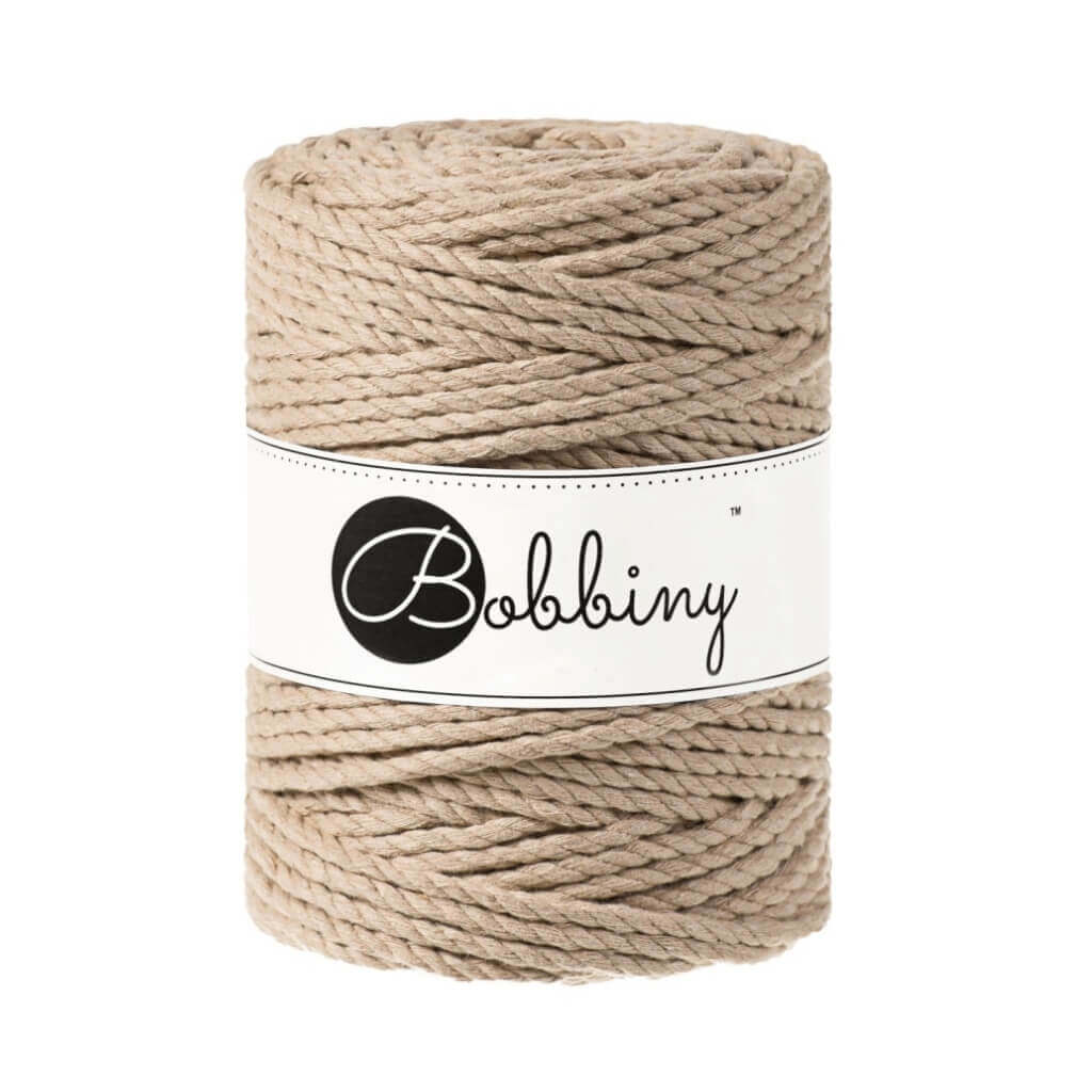 Bobbiny Makramee Garn 5 mm x 100 m gedreht, Farbe Sand – Baumwolle bei Lieblingsgarn