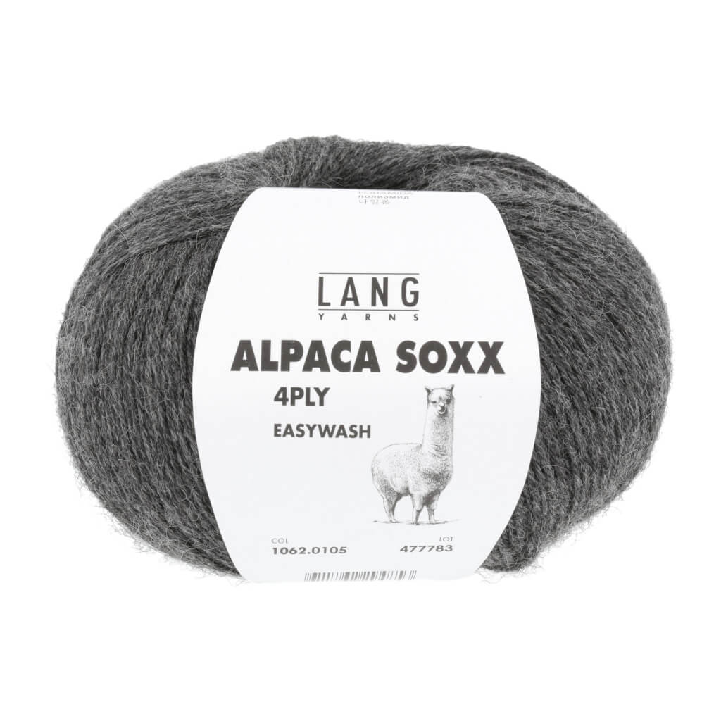 Lang Yarns Alpaca Soxx 4-fach - 100g, Farbe 1062.0105 Dunkelgrau Mélange – Alpaka und Polyamid bei Lieblingsgarn