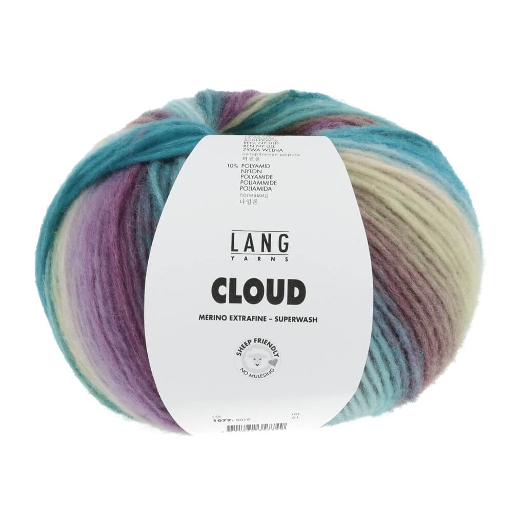 Lang Yarns Cloud, Farbe 019 Petrol/Türkis/Lila/Hellgrün – Merino, Polyamid und Schurwolle bei Lieblingsgarn