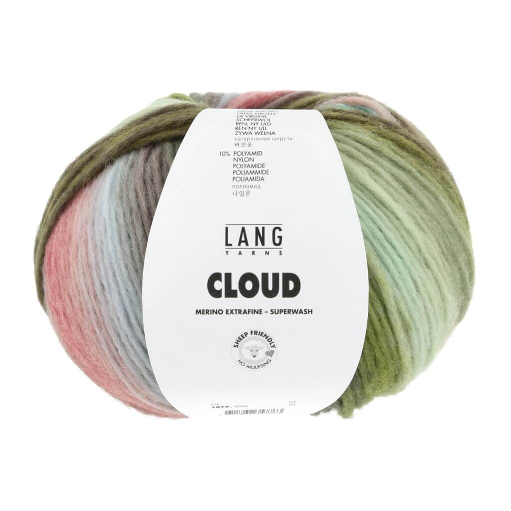 Lang Yarns Cloud, Farbe 020 Dunkelgrün/Olive/Hellblau/Rot – Merino, Polyamid und Schurwolle bei Lieblingsgarn