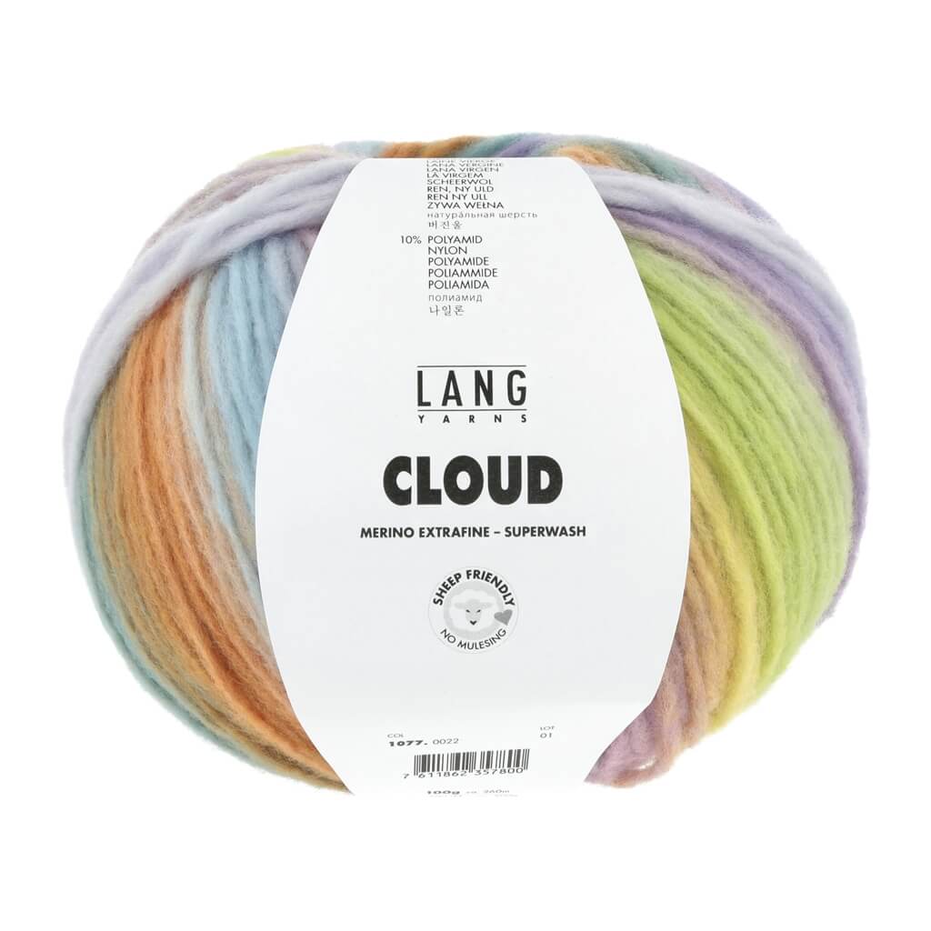 Lang Yarns Cloud, Farbe 022 Lila/Orange/Gelb/Grün – Merino, Polyamid und Schurwolle bei Lieblingsgarn