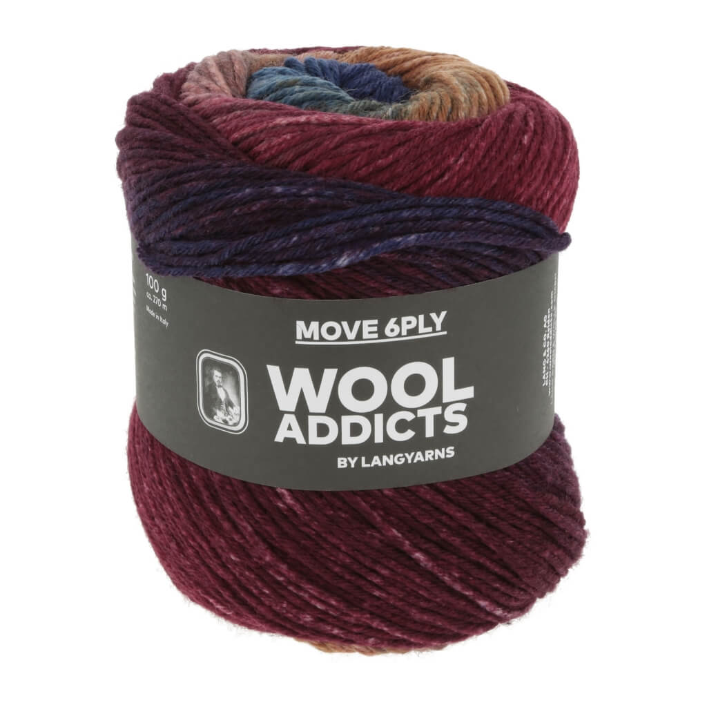 Lang Yarns Move 6-fädig, Farbe 001 wine/cognac/blue – Schurwolle und Synthetik bei Lieblingsgarn