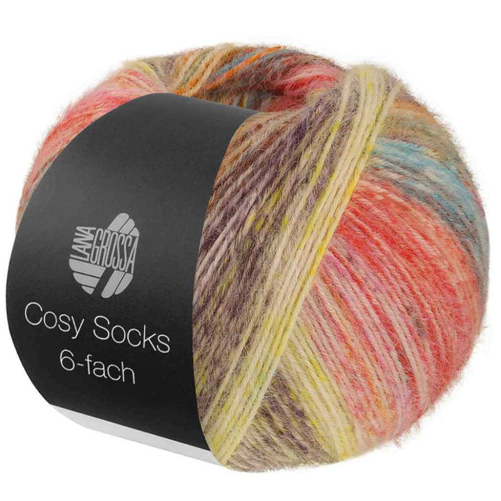 Lana Grossa Cosy Socks Dream Sockenwolle, Farbe 2152 Rosabeige/Gelb/Grau /Hell bei Lieblingsgarn