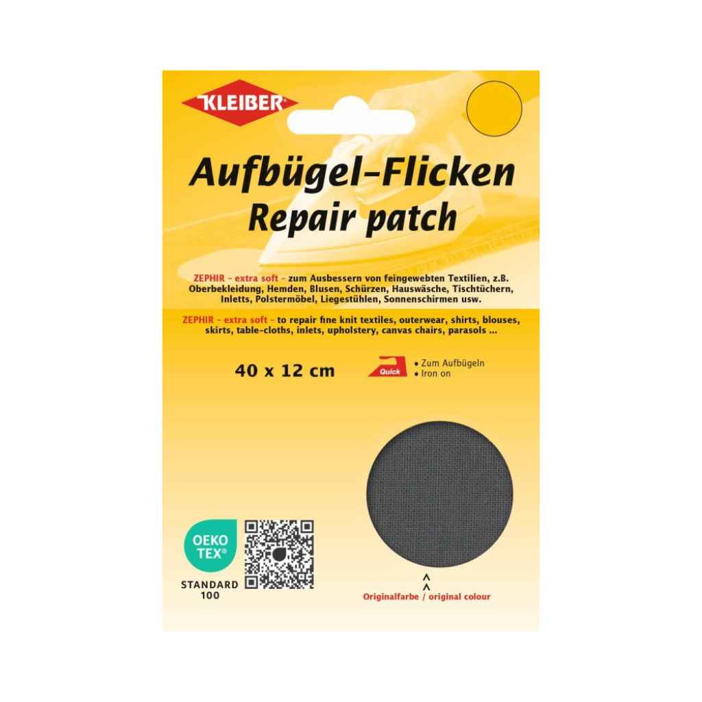 Kleiber Aufbügel-Flicken Großpack, Farbe 01 Dunkelgrau – Baumwolle bei Lieblingsgarn