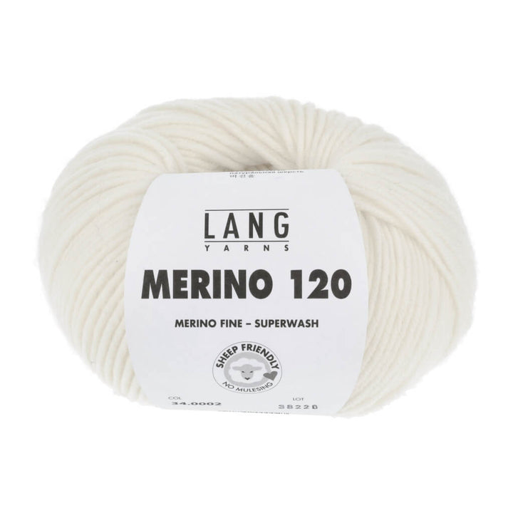 Lang Yarns Merino 120, Farbe 34.0002 Offwhite – Merino und Schurwolle bei Lieblingsgarn