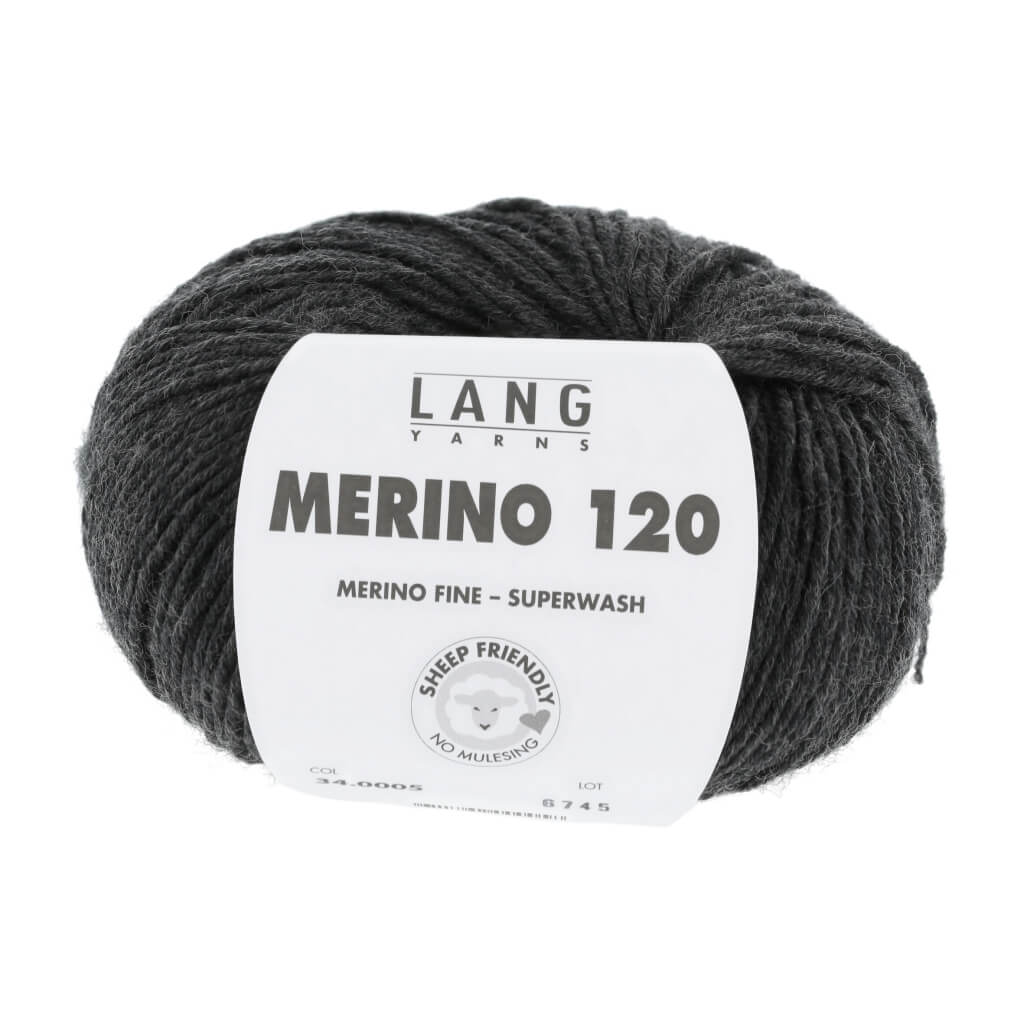 Lang Yarns Merino 120, Farbe 34.0005 Anthrazit Mélange – Merino und Schurwolle bei Lieblingsgarn