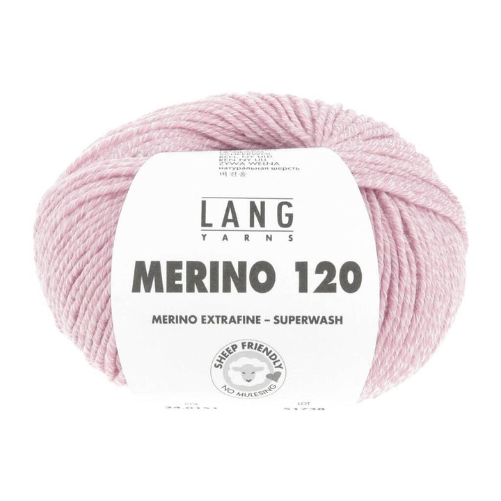 Lang Yarns Merino 120, Farbe 151 Flamingo/Weiss Mouliné – Merino und Schurwolle bei Lieblingsgarn