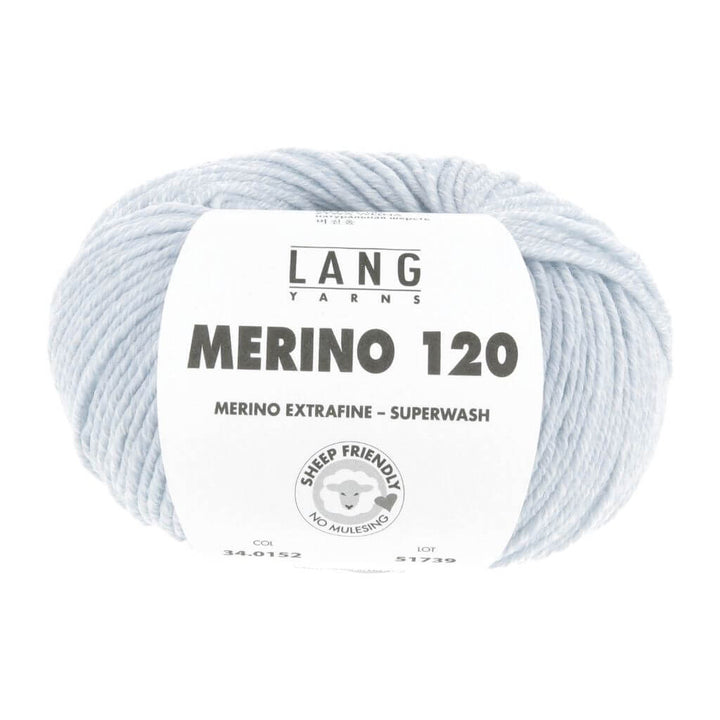 Lang Yarns Merino 120, Farbe 152 Eisblau/Weiss Mouliné – Merino und Schurwolle bei Lieblingsgarn