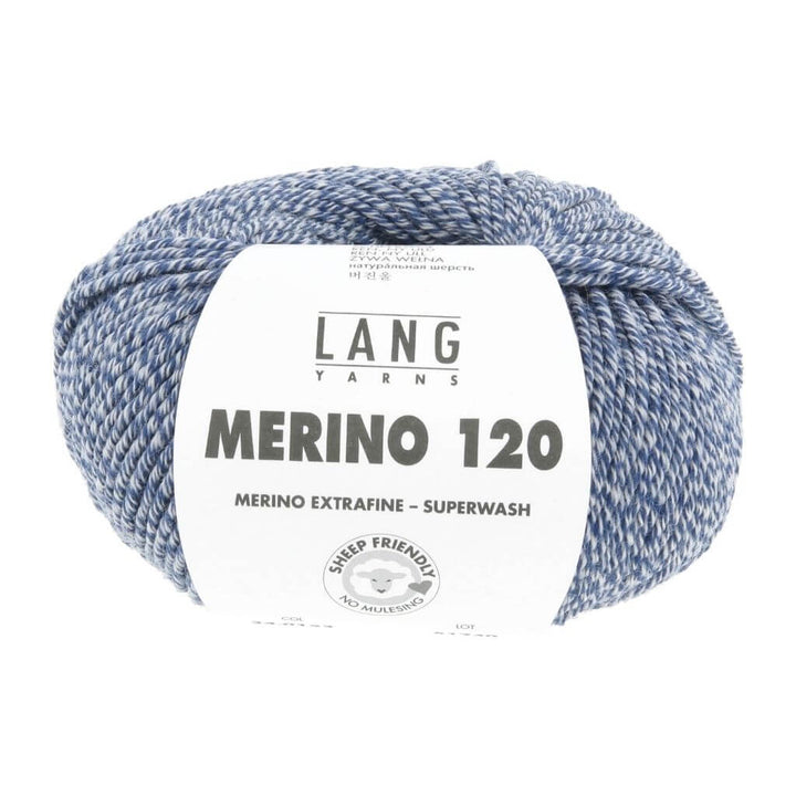 Lang Yarns Merino 120, Farbe 153 Marine/Weiss Mouliné – Merino und Schurwolle bei Lieblingsgarn