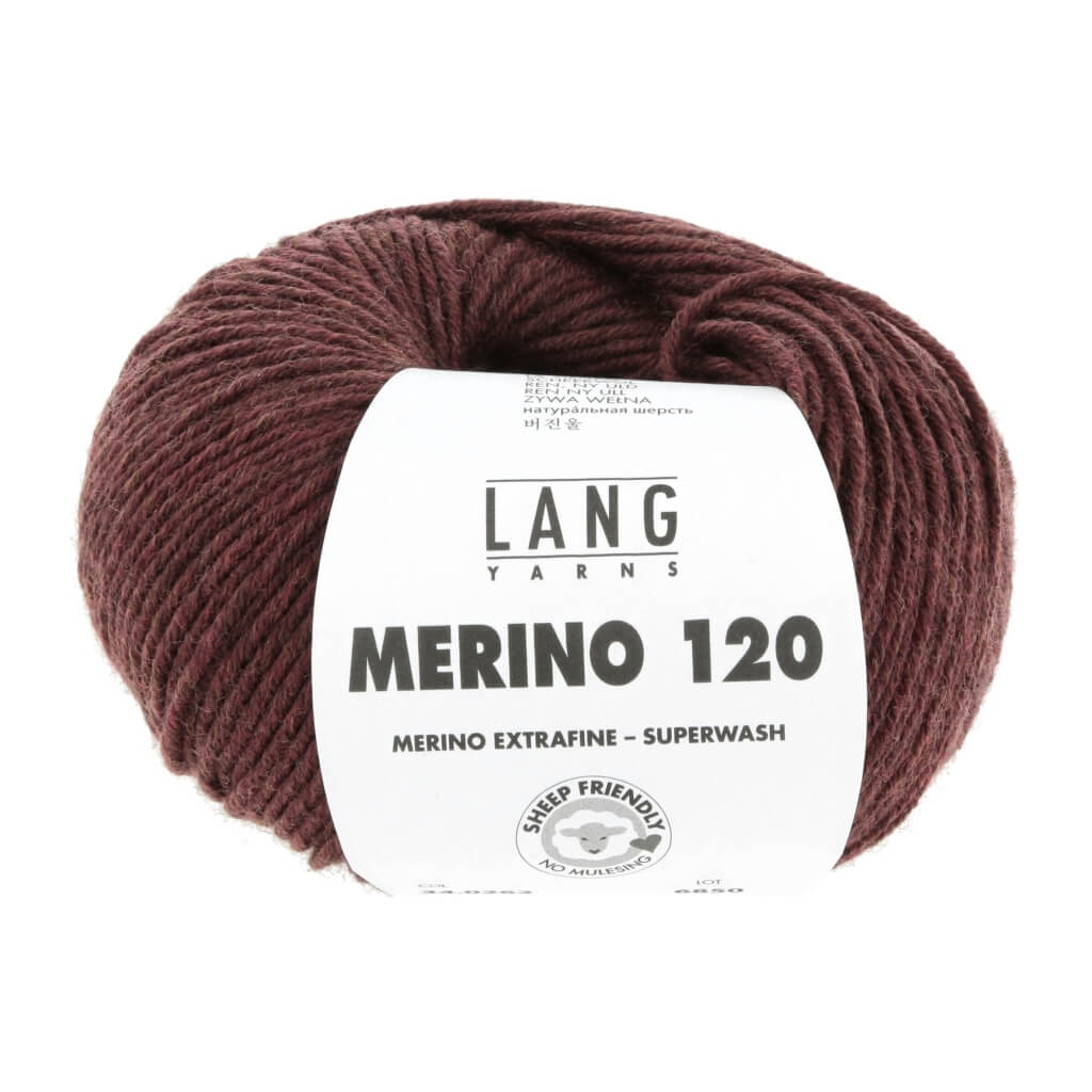 Lang Yarns Merino 120, Farbe 262 Burgundy Mélange – Merino und Schurwolle bei Lieblingsgarn