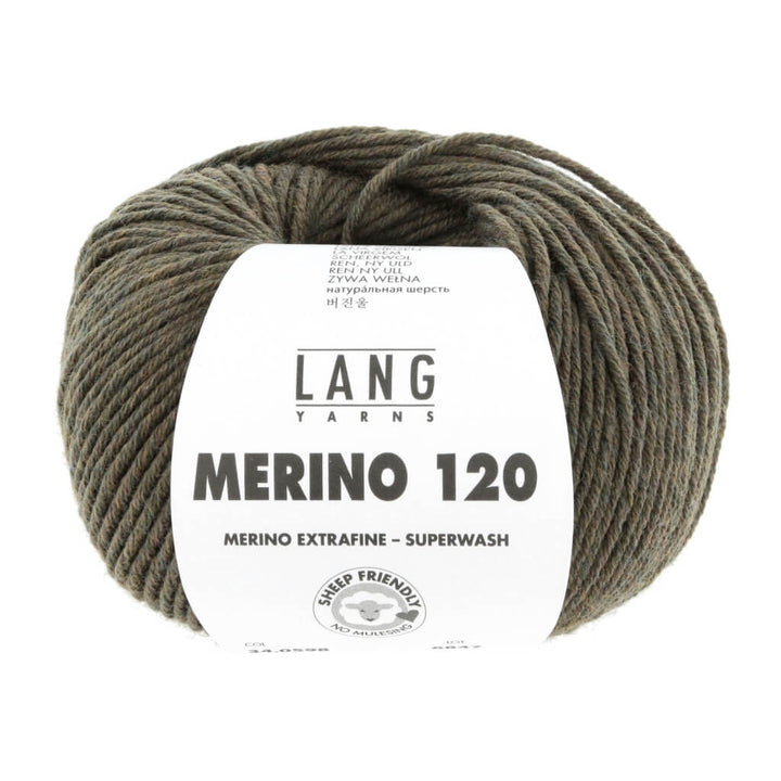 Lang Yarns Merino 120, Farbe 598 Olive Mélange – Merino und Schurwolle bei Lieblingsgarn