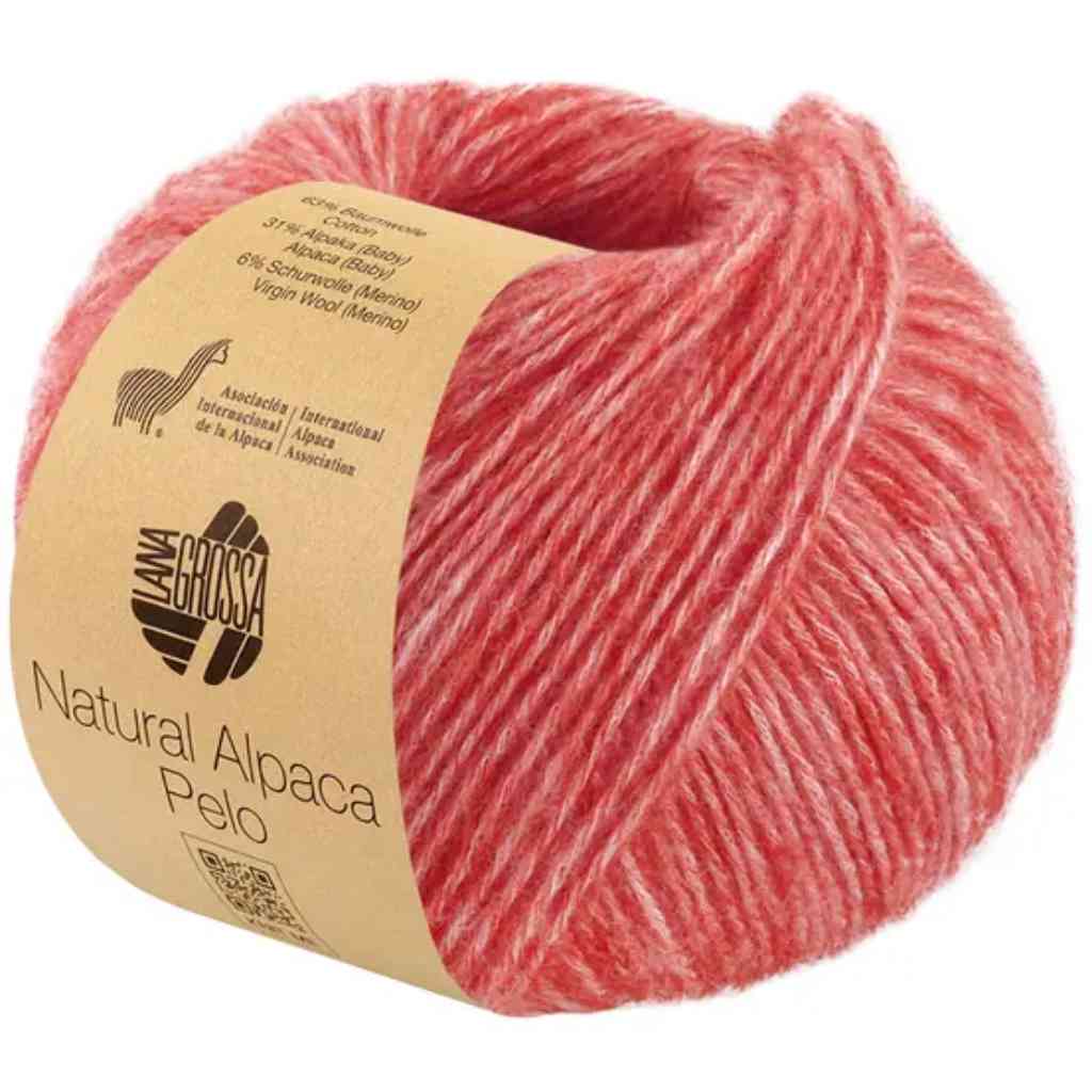 Lana Grossa Natural Alpaca Pelo, Farbe 38 Hellrot meliert – Alpaka, Baumwolle und Merino bei Lieblingsgarn