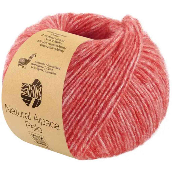 Lana Grossa Natural Alpaca Pelo, Farbe 38 Hellrot meliert – Alpaka, Baumwolle und Merino bei Lieblingsgarn