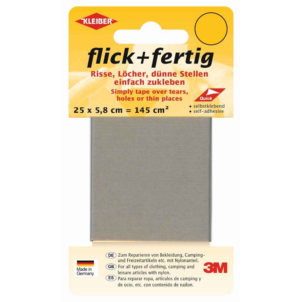 Kleiber flick + fertig selbstklebendes Reparaturband, Farbe Hellgrau – Synthetik bei Lieblingsgarn