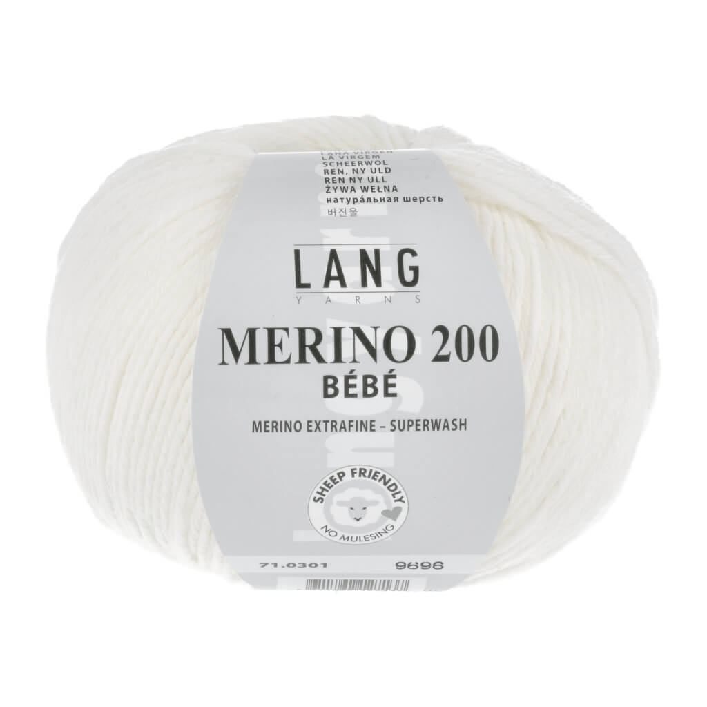 Lang Yarns Merino 200 Bebe - 50g, Farbe 71.0301 Weiss – Merino und Schurwolle bei Lieblingsgarn
