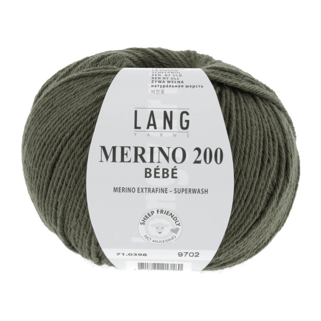 Lang Yarns Merino 200 Bebe - 50g, Farbe 71.0398 Olive – Merino und Schurwolle bei Lieblingsgarn