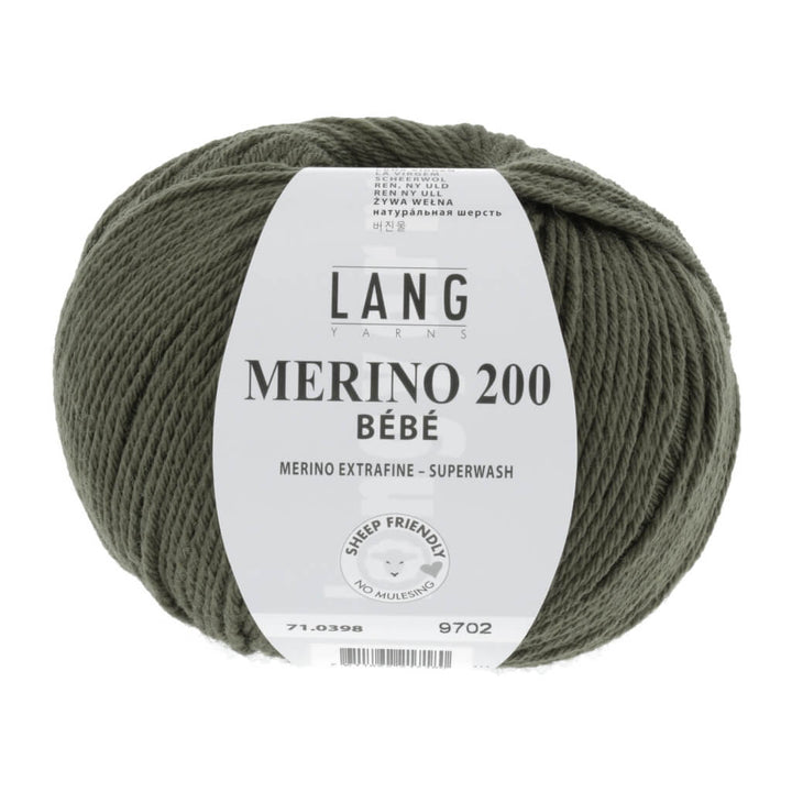Lang Yarns Merino 200 Bebe - 50g, Farbe 71.0398 Olive – Merino und Schurwolle bei Lieblingsgarn