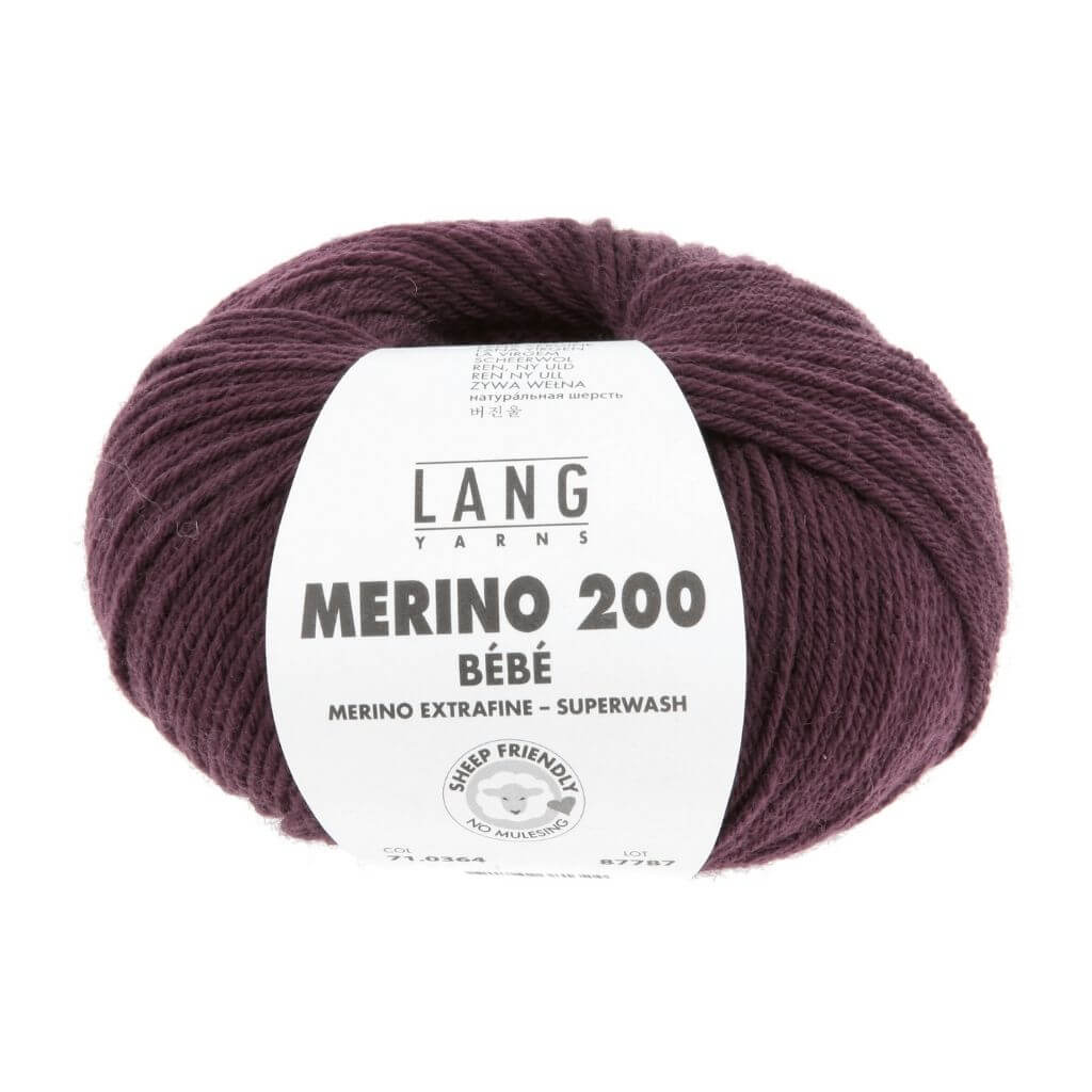 Lang Yarns Merino 200 Bebe - 50g, Farbe 364 Bordeaux – Merino und Schurwolle bei Lieblingsgarn