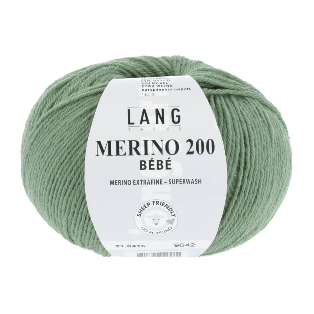 Lang Yarns Merino 200 Bebe - 50g, Farbe 71.0416 Grasgrün – Merino und Schurwolle bei Lieblingsgarn