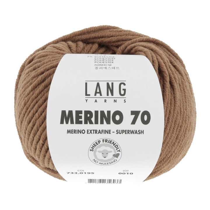 Lang Yarns Merino 70, Farbe 195 Braun – Merino und Polyester bei Lieblingsgarn