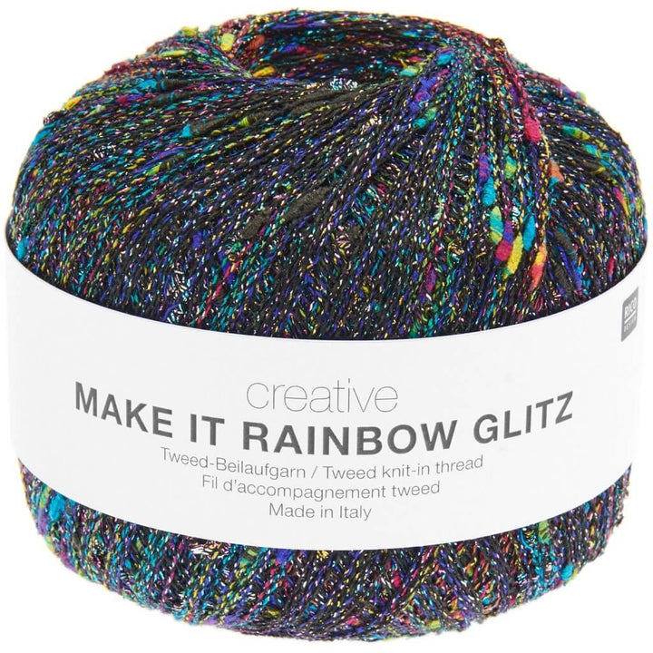 Rico Design Creative Make It Rainbow Glitz, Farbe 001 Schwarz – Synthetik und Viskose bei Lieblingsgarn