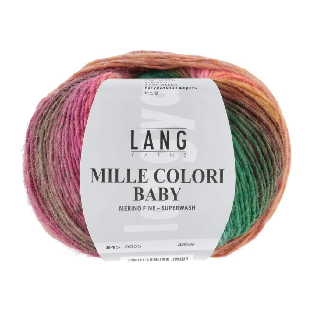 Lang Yarns Mille Colori Baby 50 g, Farbe 845.0055 Grün/Pink – Merino bei Lieblingsgarn