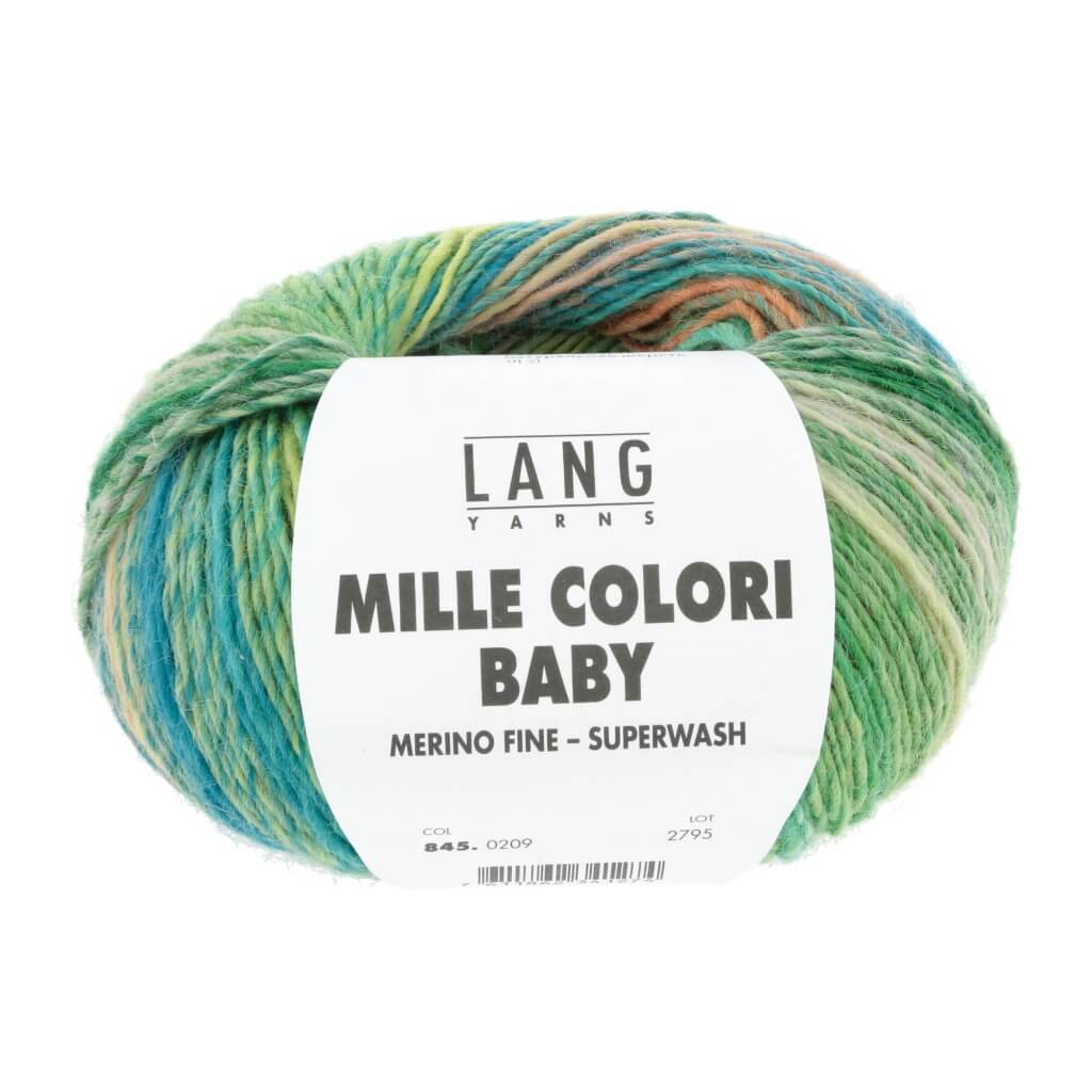 Lang Yarns Mille Colori Baby 50 g, Farbe 209 grün/petrol/rosa – Merino bei Lieblingsgarn