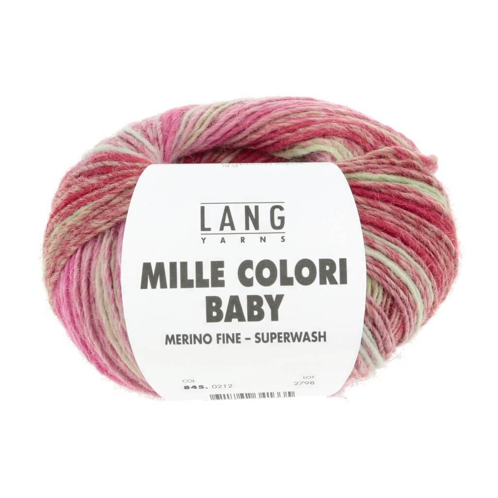 Lang Yarns Mille Colori Baby 50 g, Farbe 212 rosa/rot/beige – Merino bei Lieblingsgarn