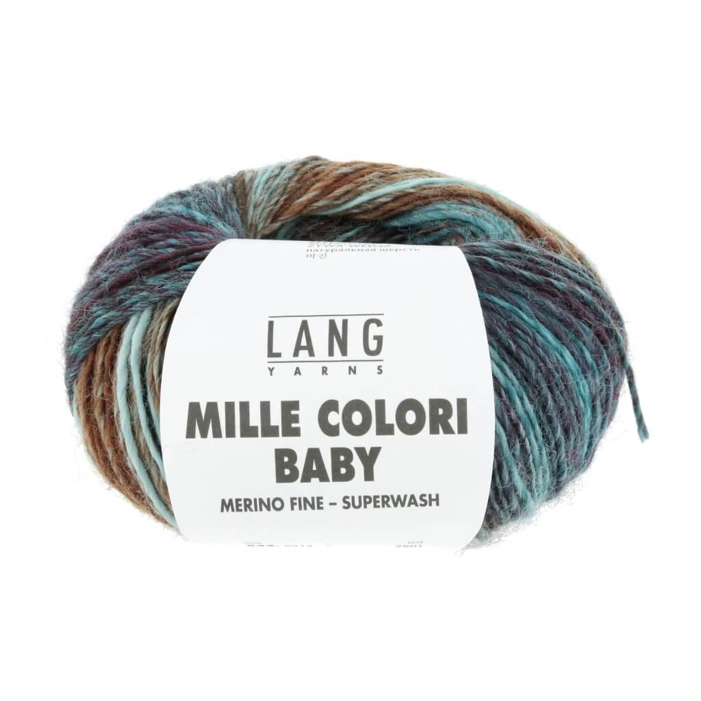Lang Yarns Mille Colori Baby 50 g, Farbe 215 grün/aubergine/ziegel – Merino bei Lieblingsgarn