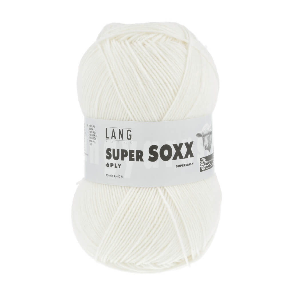 Lang Yarns Super Soxx 6-fach - 150g, Farbe 907.0001 Weiss – Polyamid und Schurwolle bei Lieblingsgarn