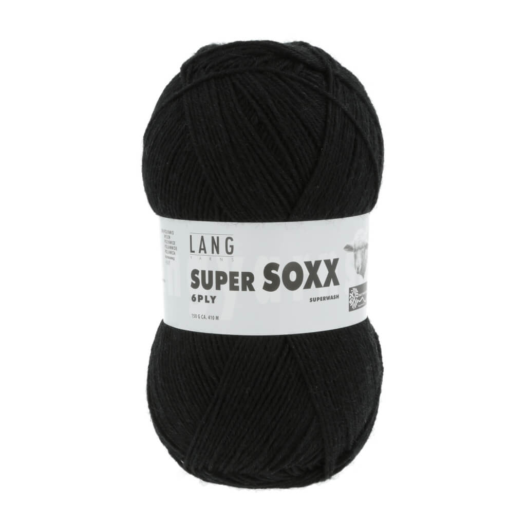 Lang Yarns Super Soxx 6-fach - 150g, Farbe 907.0004 Schwarz – Polyamid und Schurwolle bei Lieblingsgarn