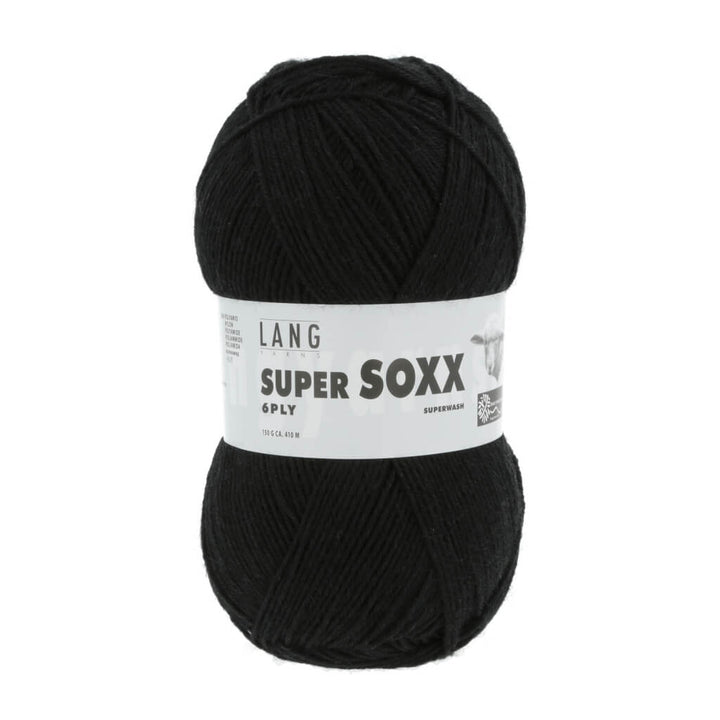 Lang Yarns Super Soxx 6-fach - 150g, Farbe 907.0004 Schwarz – Polyamid und Schurwolle bei Lieblingsgarn