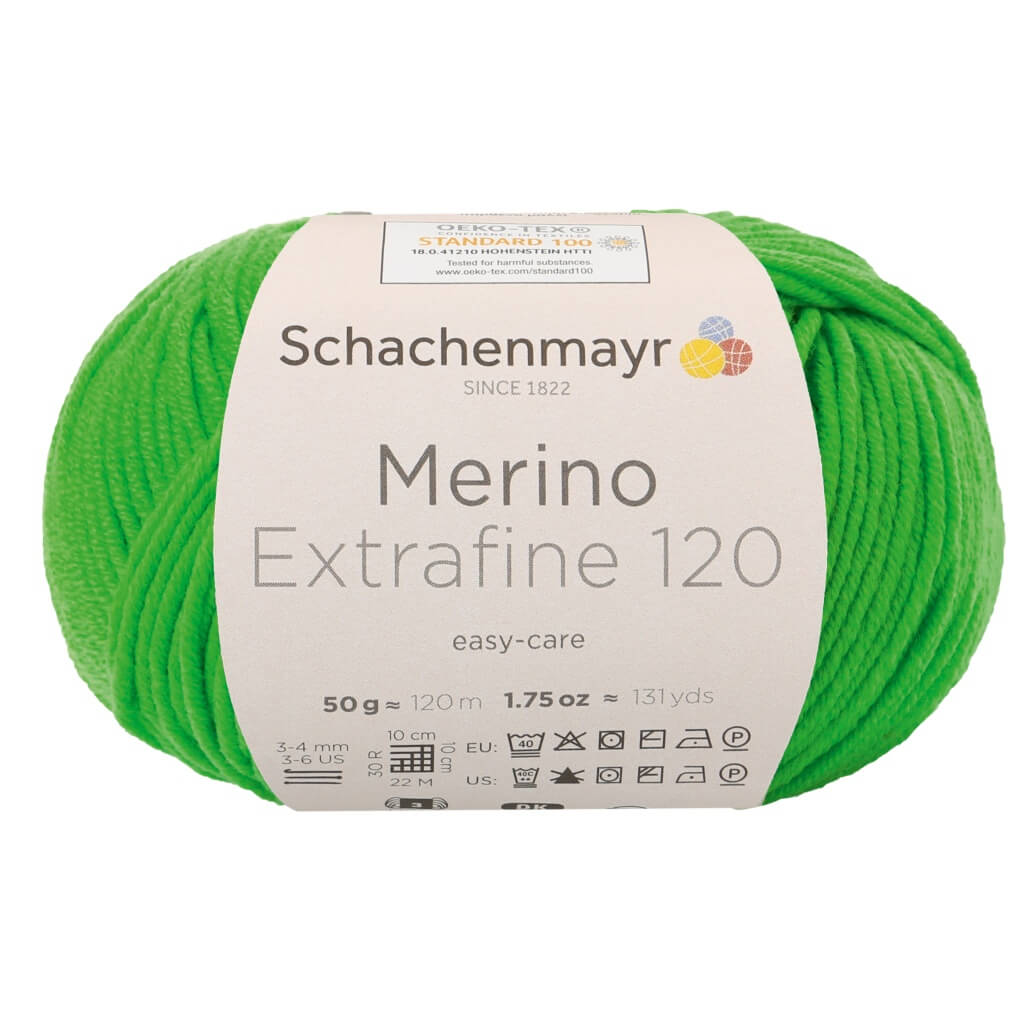 Schachenmayr Merino Extrafine 120 - Merinogarn, Farbe 170 Wiesengrün – Merino und Schurwolle bei Lieblingsgarn