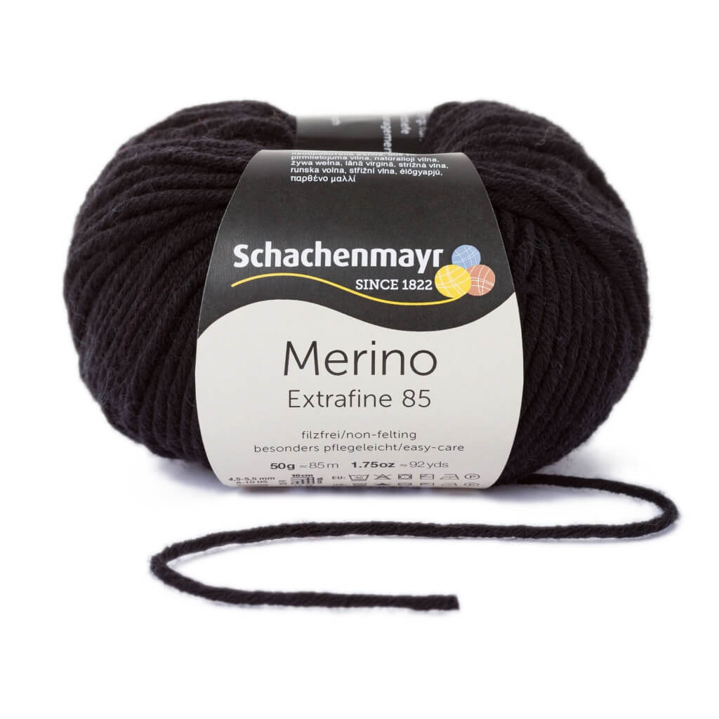 Schachenmayr Merino Extrafine 85, Farbe 299 Schwarz – Merino und Schurwolle bei Lieblingsgarn