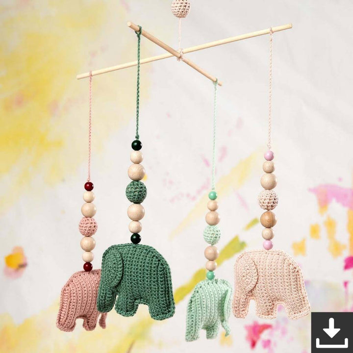 Lang Yarns Pattern Baby-Mobile mit Elefanten Häkelanleitung - Lang Yarns (PDF) bei bei bei bei bei bei bei bei Lieblingsgarn