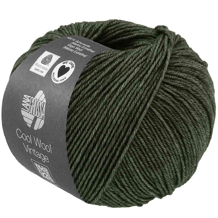 Lana Grossa Cool Wool Vintage, Farbe 7393 Waldgrün – Merino und Schurwolle bei Lieblingsgarn
