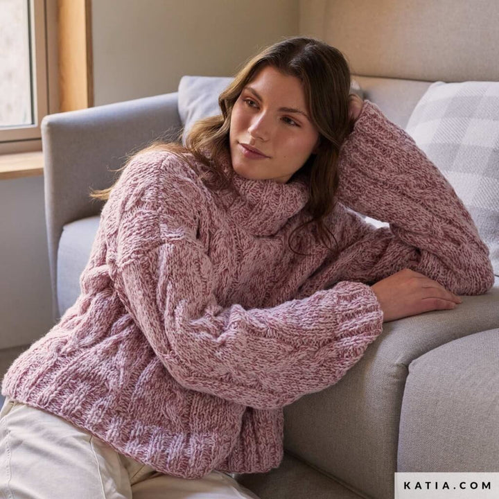 Pullover mit Zöpfen Strickanleitung - Katia (Heft)