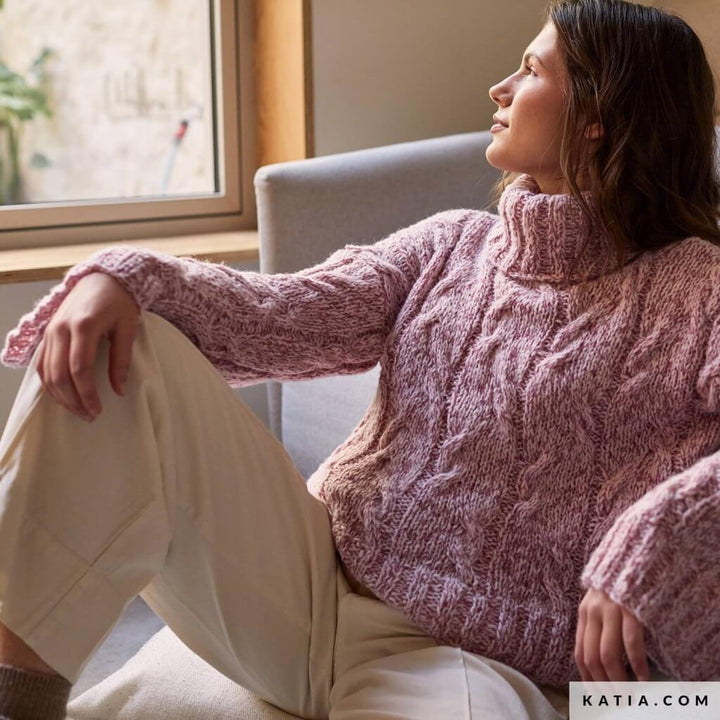 Pullover mit Zöpfen Strickanleitung - Katia (Heft)