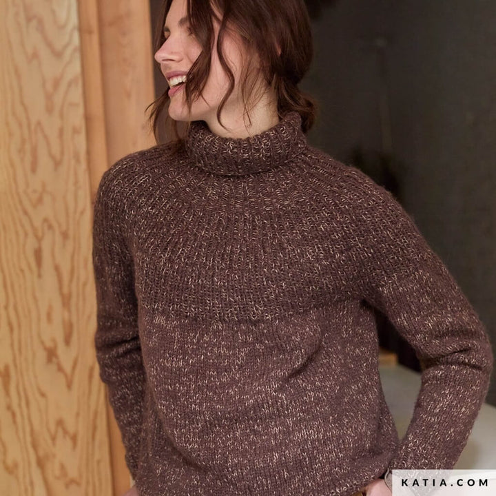 Bottom-Up Rollkragenpullover Strickanleitung - Katia (Heft)