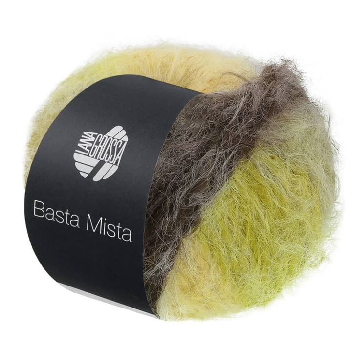 Lana Grossa Basta Mista, Farbe 117 Graubraun/Taupe/Gelb/Hellgelb/Helloliv – Schurwolle und Synthetik bei Lieblingsgarn