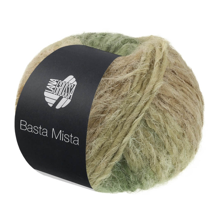 Lana Grossa Basta Mista, Farbe 120 Jade/Grau /Resedagrün/Camel/Taupe – Schurwolle und Synthetik bei Lieblingsgarn