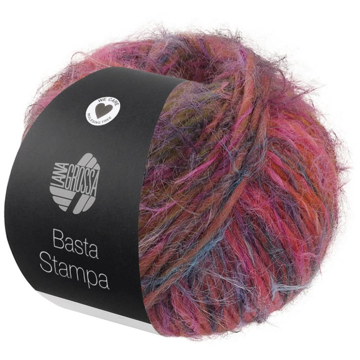 Lana Grossa Basta Stampa, Farbe 207 Senf/Pink/Fuchsia/Türkis/Dunkelgrau bei Lieblingsgarn