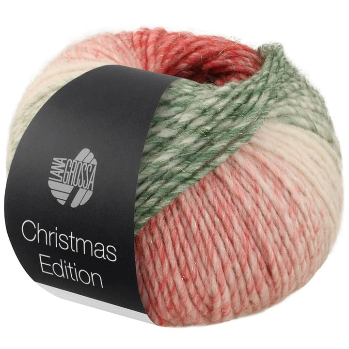 Lana Grossa Christmas Edition Big, Farbe 204 Brombeer/Dunkelrot/Rot/Hellrot/Ecru/Weiß /Dunkel bei Lieblingsgarn