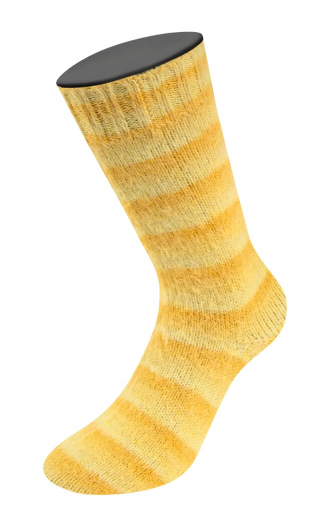 Lana Grossa Cosy Socks Soft Stripes, Farbe 111 Gelb/Dotter /Safrangelb – Merino und Synthetik bei Lieblingsgarn