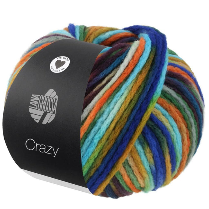 Lana Grossa Crazy, Farbe 10 Türkis/Orange/Senf/Royal – Merino und Synthetik bei Lieblingsgarn
