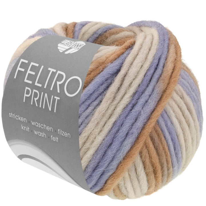 Lana Grossa Feltro Print 50g, Farbe 1314 Hellgrau/Taupe/Veilchenblau/Beige – Schurwolle bei Lieblingsgarn