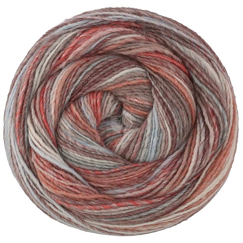 Lana Grossa Gomitolo Disegno, Farbe 521 Graubraun/Blaugrau/Rosenholz/Creme/Hellbau/ Dunkelrot/Taupe bei Lieblingsgarn
