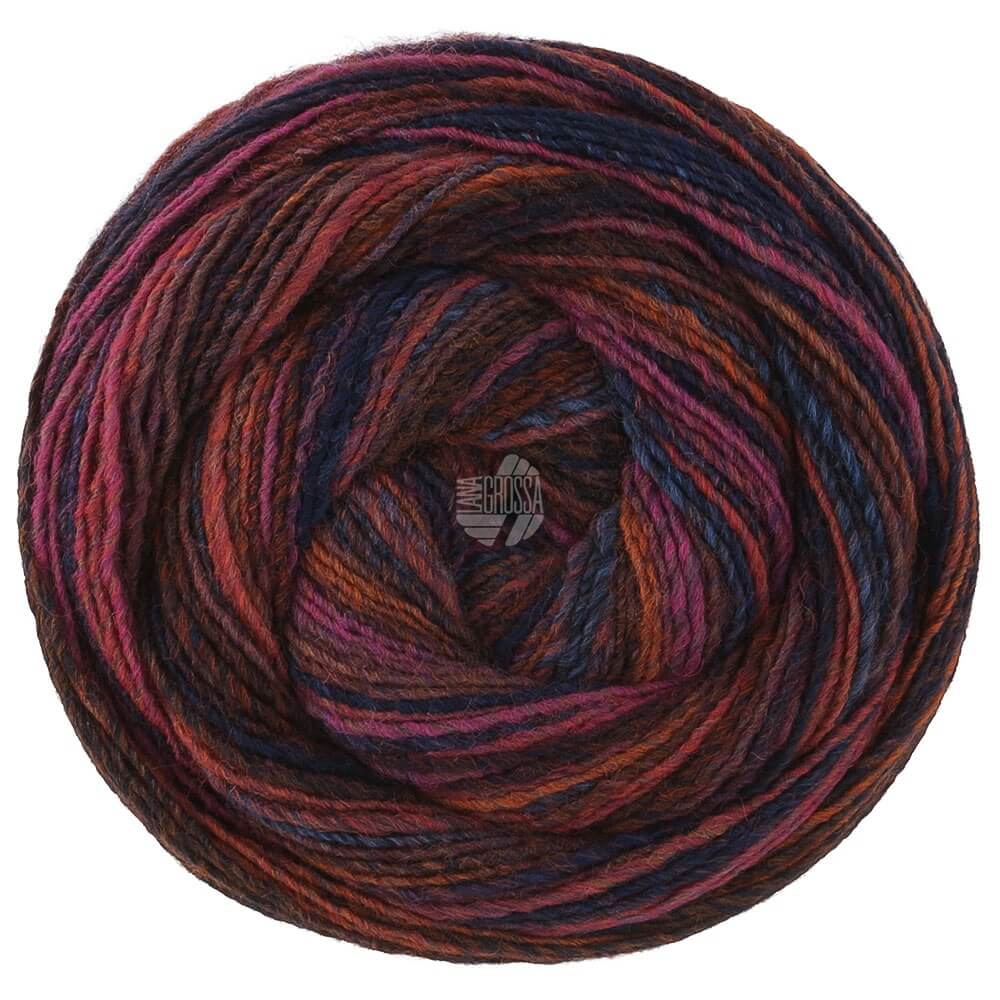 Lana Grossa Gomitolo Disegno, Farbe 526 Nougat/Marine/Nachtblau/Zyklam/Orange/ Grau /Dunkelbraun bei Lieblingsgarn