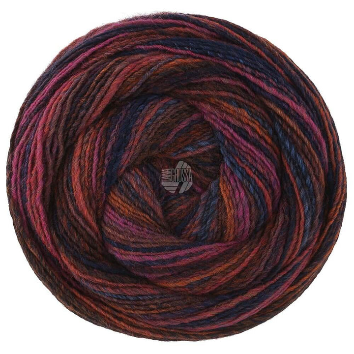 Lana Grossa Gomitolo Disegno, Farbe 526 Nougat/Marine/Nachtblau/Zyklam/Orange/ Grau /Dunkelbraun bei Lieblingsgarn